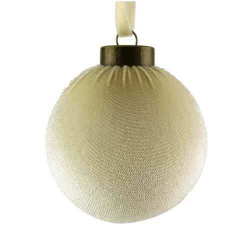 A Pack of 12  8cm Cream Velvet Hanging Ball