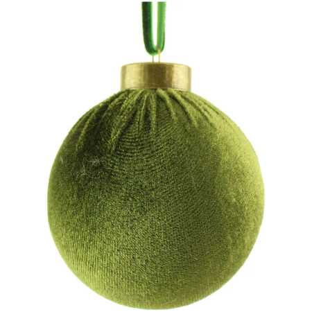 A Pack of 12 8cm Green  Velvet Hanging Ball