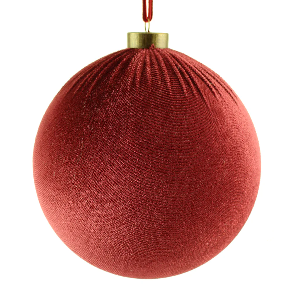 Christmas – 15cm Velvet Hanging Ball – Cream, The Baggery Sundries UK Ltd Christmas – 15cm Velvet Hanging Ball – Cream