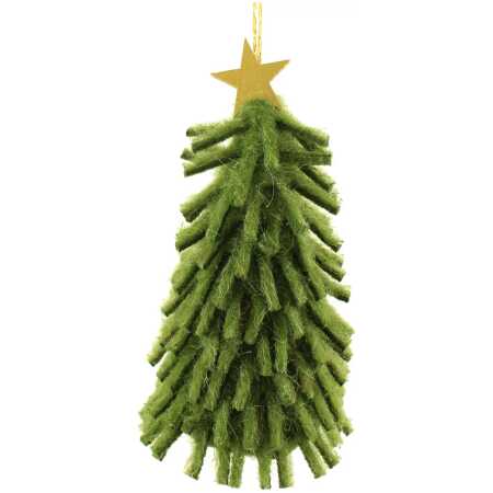 12cm Felt Fringed Hanging Christmas Tree