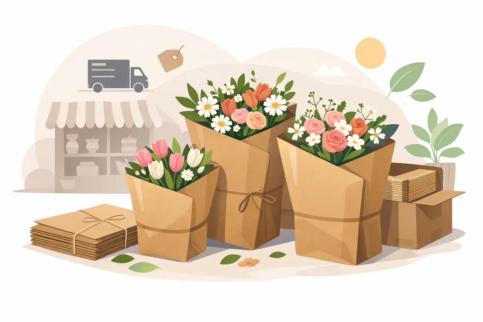 kraft flower bags wholesale