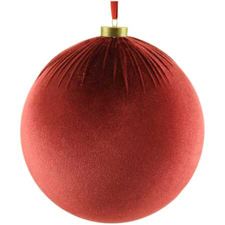 Christmas - 20cm Velvet Hanging Ball Red