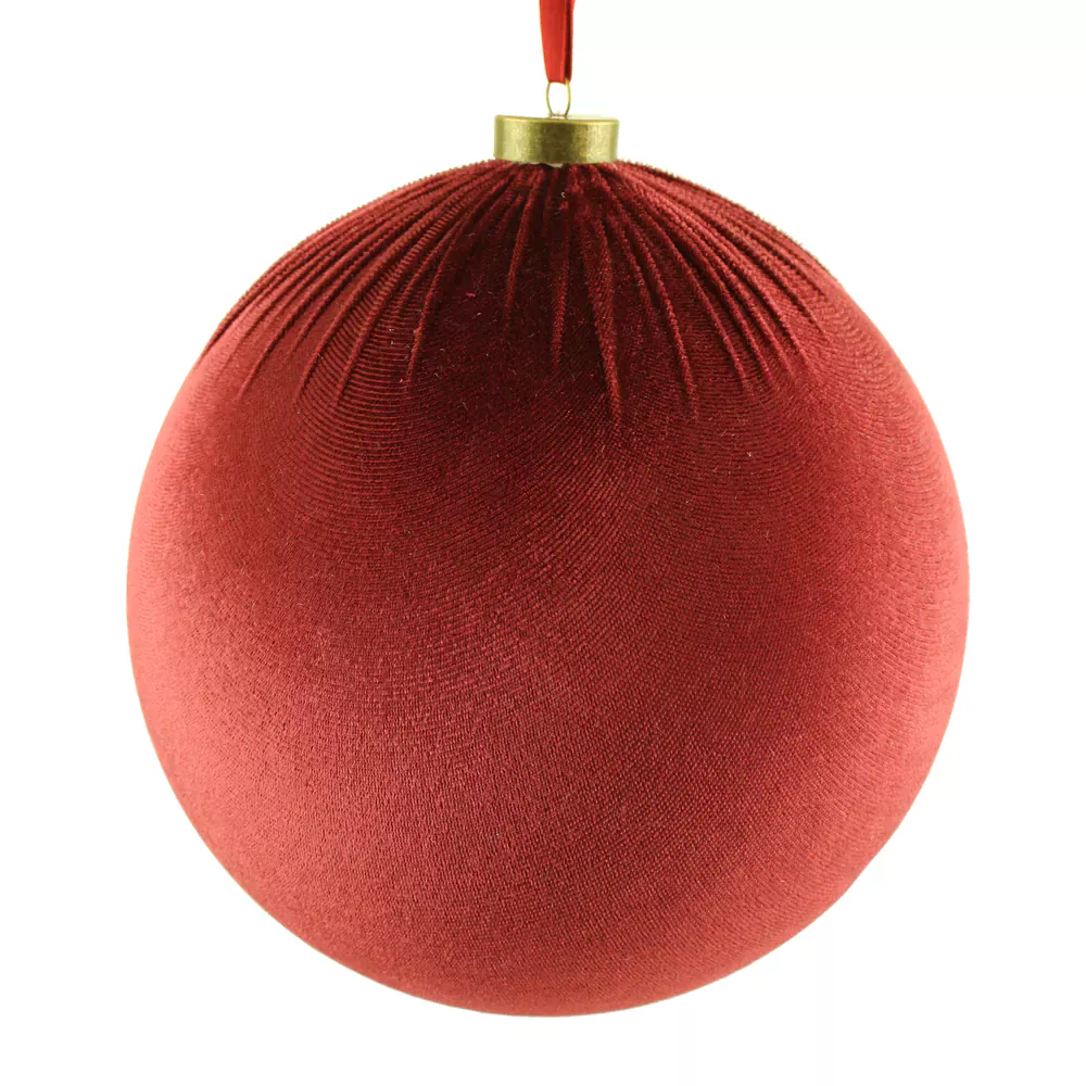 Christmas – 20cm Velvet Hanging Ball Cream, The Baggery Sundries UK Ltd Christmas – 20cm Velvet Hanging Ball Cream
