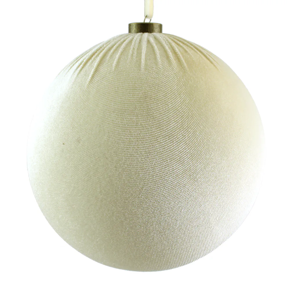 Christmas – 20cm Velvet Hanging Ball Cream, The Baggery Sundries UK Ltd Christmas – 20cm Velvet Hanging Ball Cream