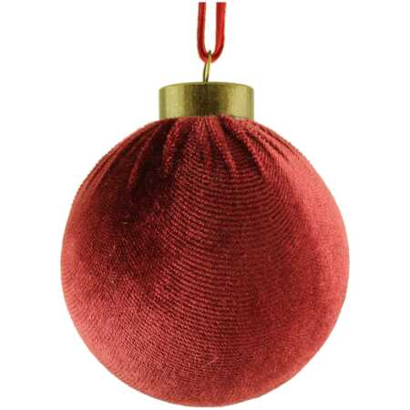 A Pack of 12 8cm  Burgundy Velvet Hanging Ball