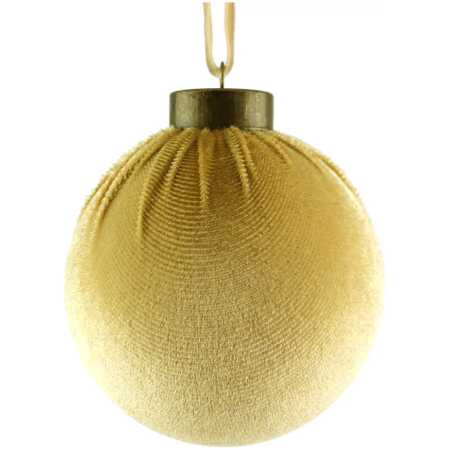 A Pack of 12 8cm Gold Velvet Hanging Ball